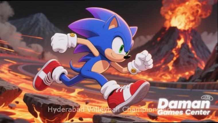 Hyderabad Volleyball Championship gameplay showing team selection screen with Indian state teams